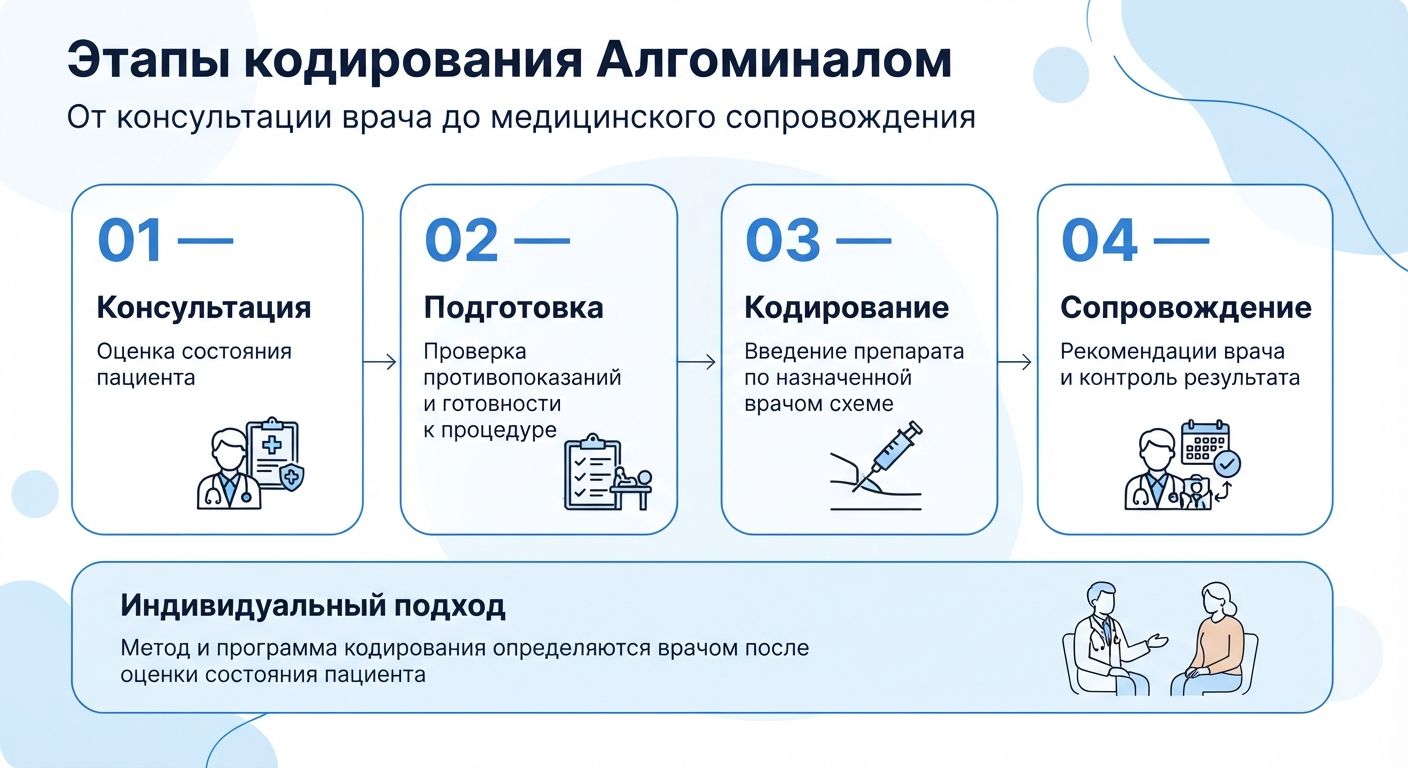 Кодирование препаратом «Алгоминал» в Саках инфографика